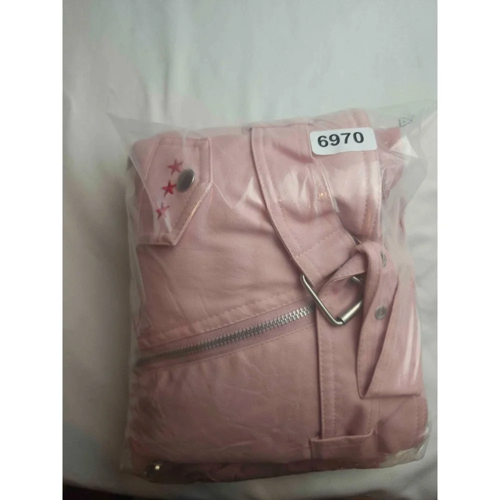 Outdoor Habitat Motorcycle Jacket Girls 7T Pink Faux Leather USA Eagle Biker